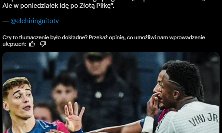 SŁOWA Viniciusa nt. Złotej Piłki do Gaviego podczas El Clasico XD